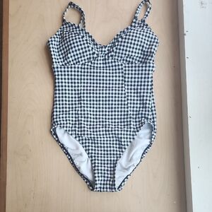 Time and Tru Black and White Gingham One Piece Swimsuit